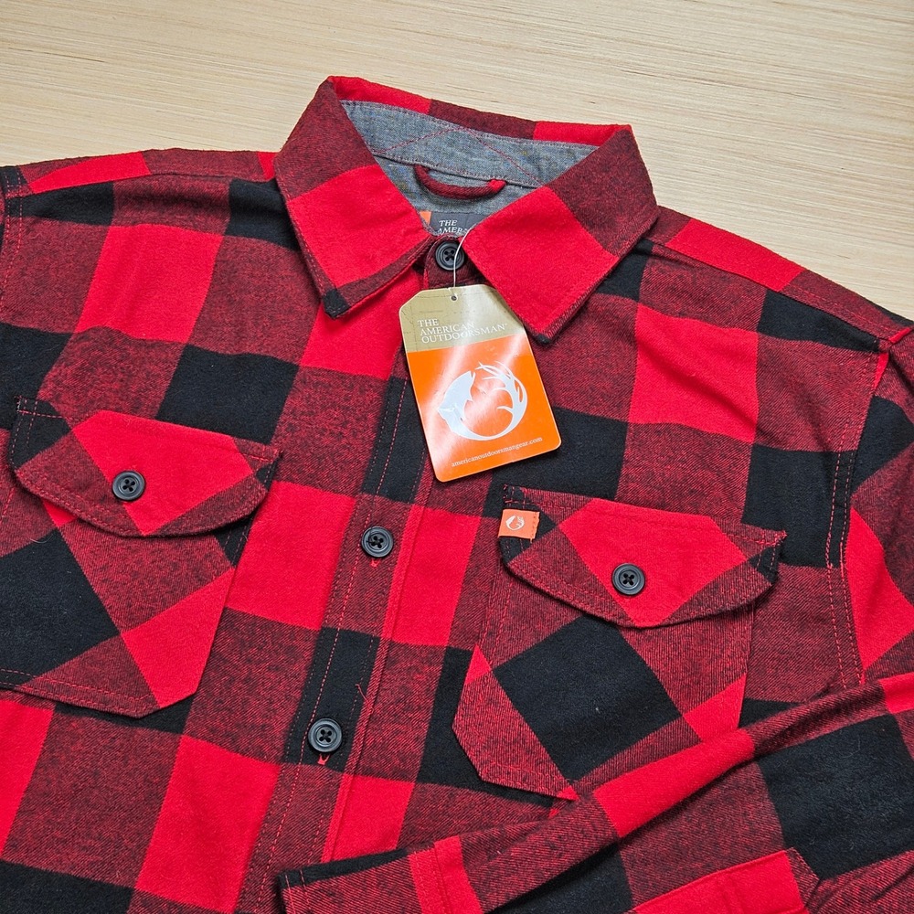 The American Outdoorsman Flannel Shirt Men L Red Buffalo Check Gorpcore NEW